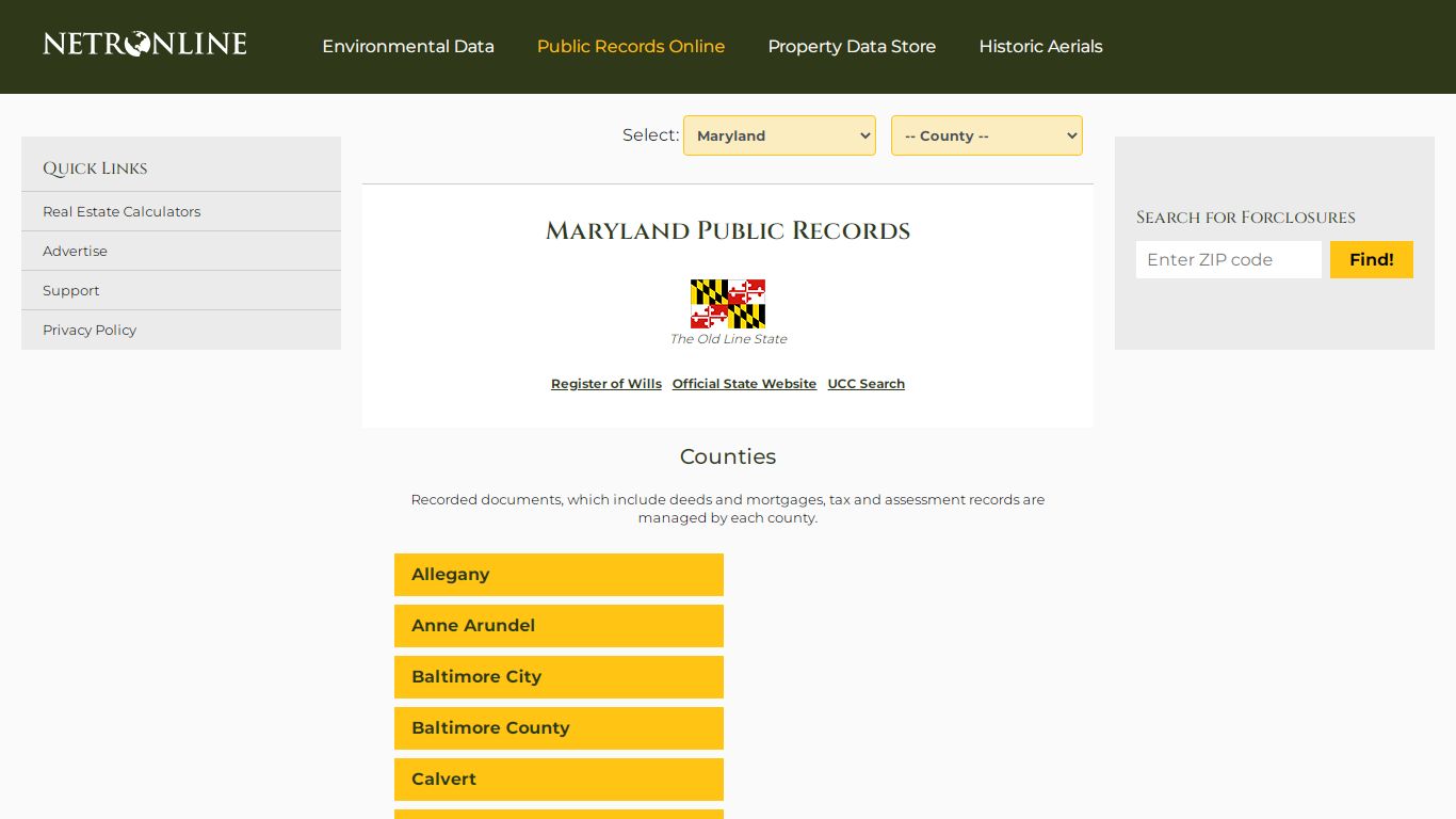 Maryland Public Records Online Directory - NETROnline.com